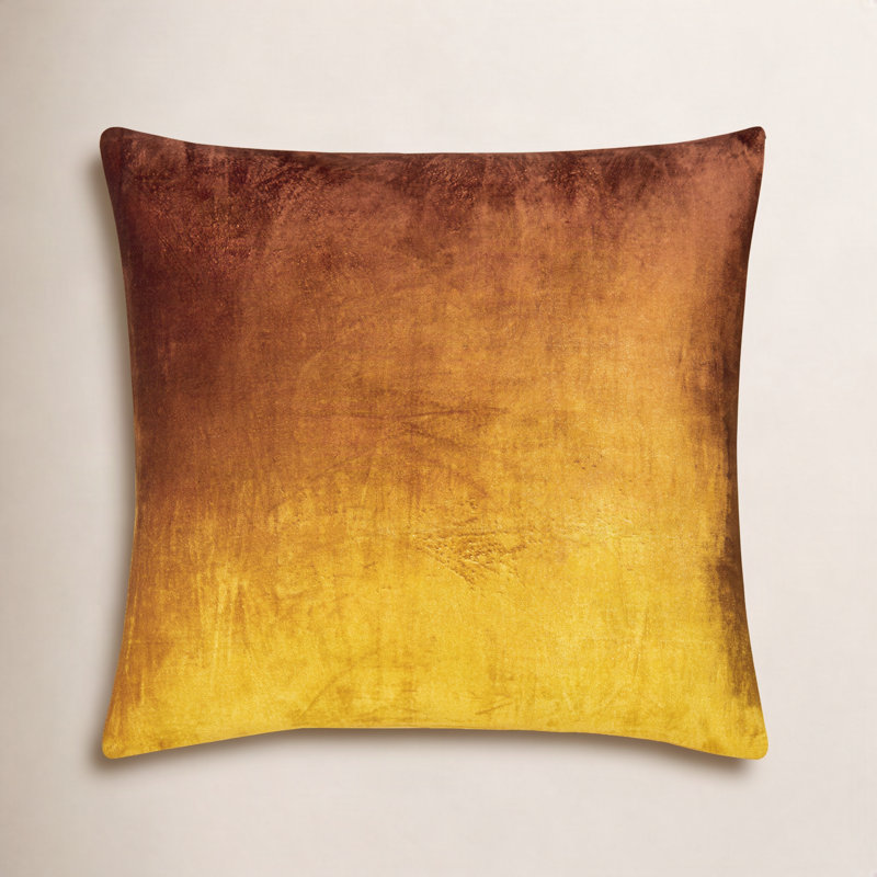 Coussin Theodosia, 18 po x 18 po, Polyester/ bourre en polyester, Moutarde