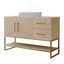 Meuble-lavabo moderne de 36 po avec lavabo vasque en céramique, armoire d'appoint dorée-1166983908-1166983911