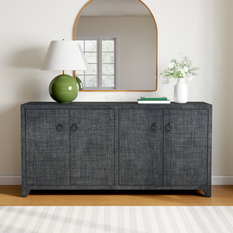 Cleo 70'' Wide Raffia Sideboard, Charcoal Gray