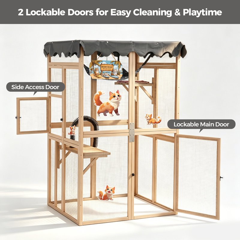 Fenêtre pour chat Catio, Brun orangé