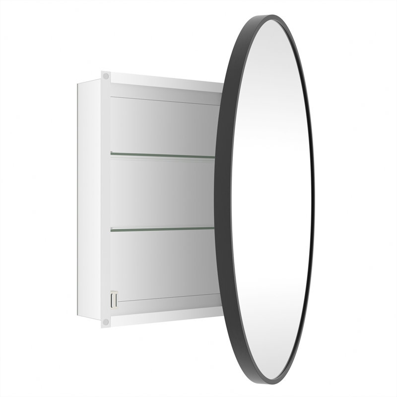 Armoire à pharmacie avec miroir Zuhair, H 28 po x l 28 po x P 3,8 po, Noir