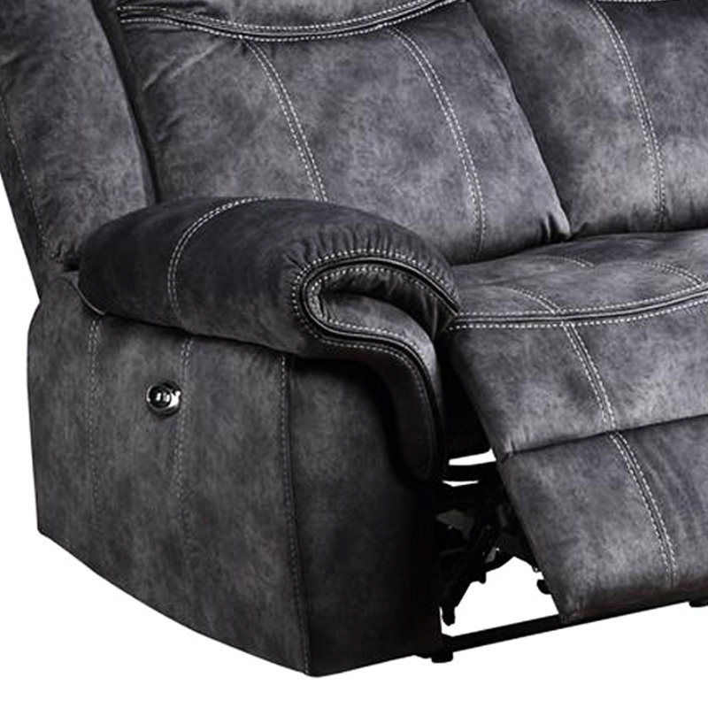 Canapé 3 places inclinable gris avec dossier amovible et coussin de siège ferme en tissu 3 places