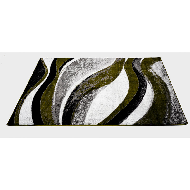 Abstract Area Rug, Rectangle 200 x 290 cm, Green