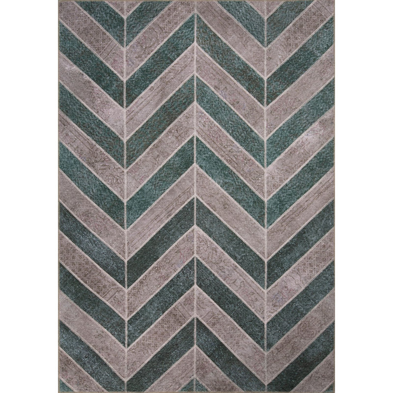 Tapis décoratif vert patchwork, Rectangle 5 pi x 7 pi 7 po