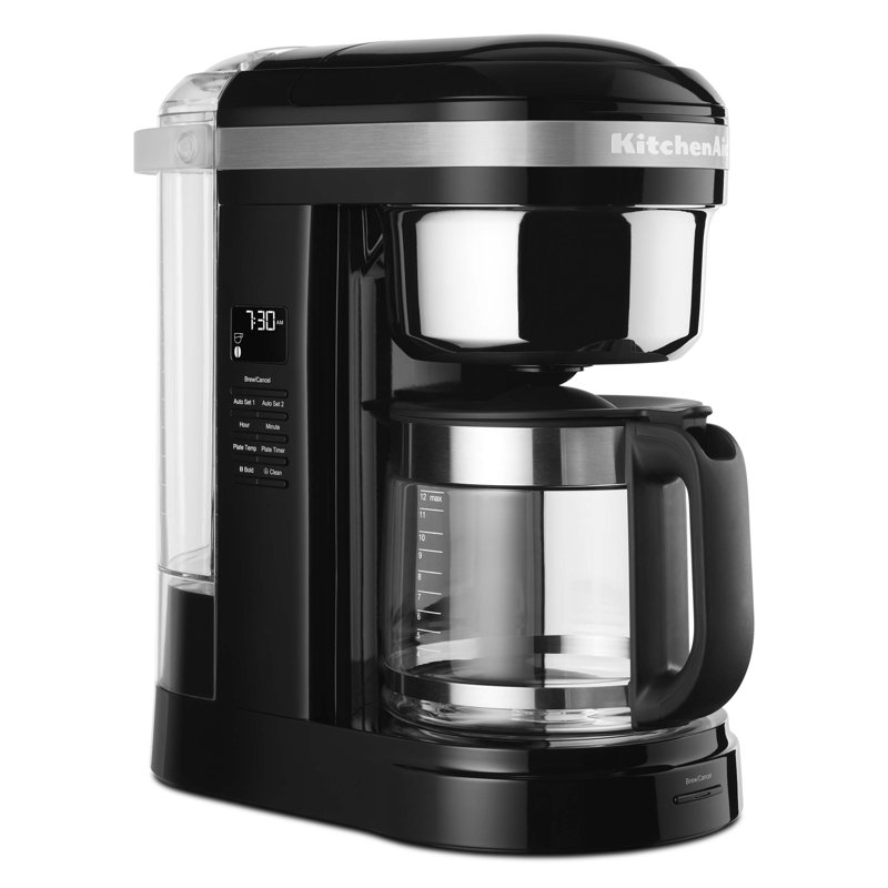 KitchenAid 12 Cup Drip Coffee Maker with Spiral Showerhead, Onyx Black
