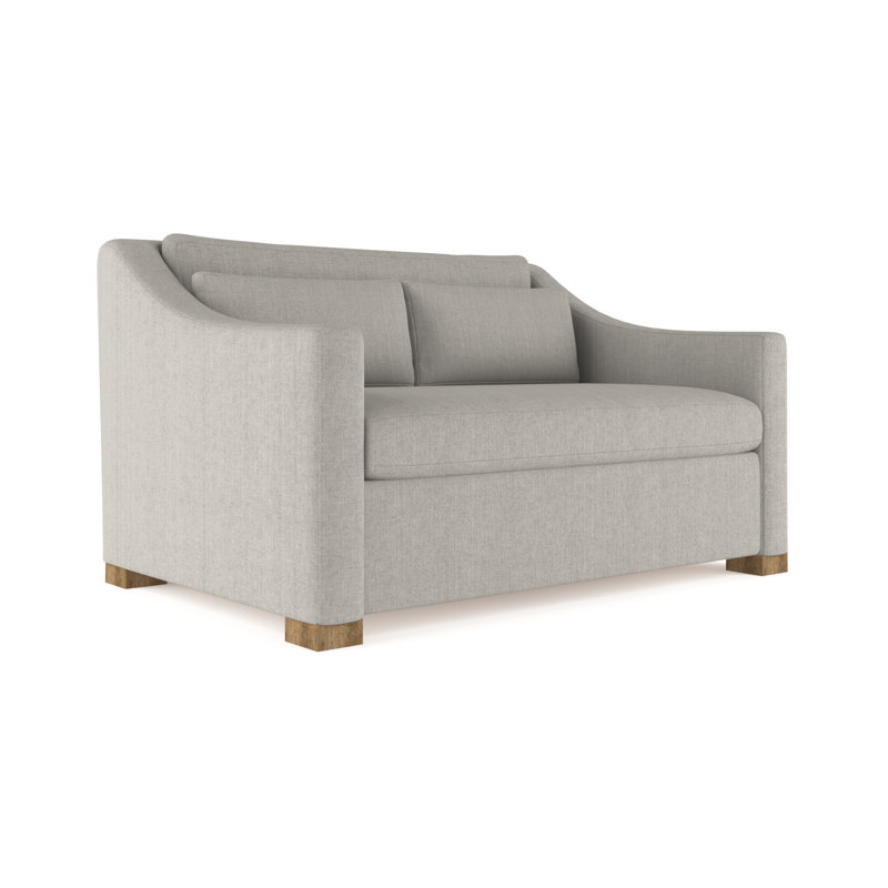Crosby 60" Square Arm Loveseat, Box Weave Linen Silver Streak, 32.5" H x 60" W x 43" D, Ebony