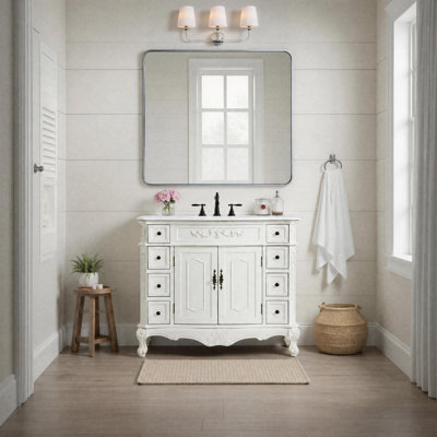 Lunette 42'' Single Bathroom Vanity with Engineered Marble Top
