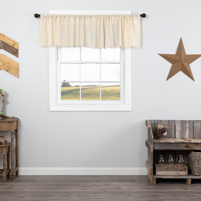 Cantonnière sur mesure en coton de couleur unie, l 16po x L 90 po, Crème naturelle