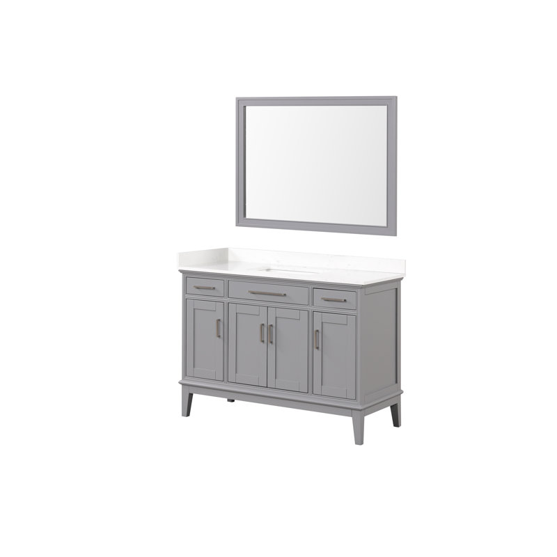 48" Single Sink Bathroom Vanity-Gray,With Mirror