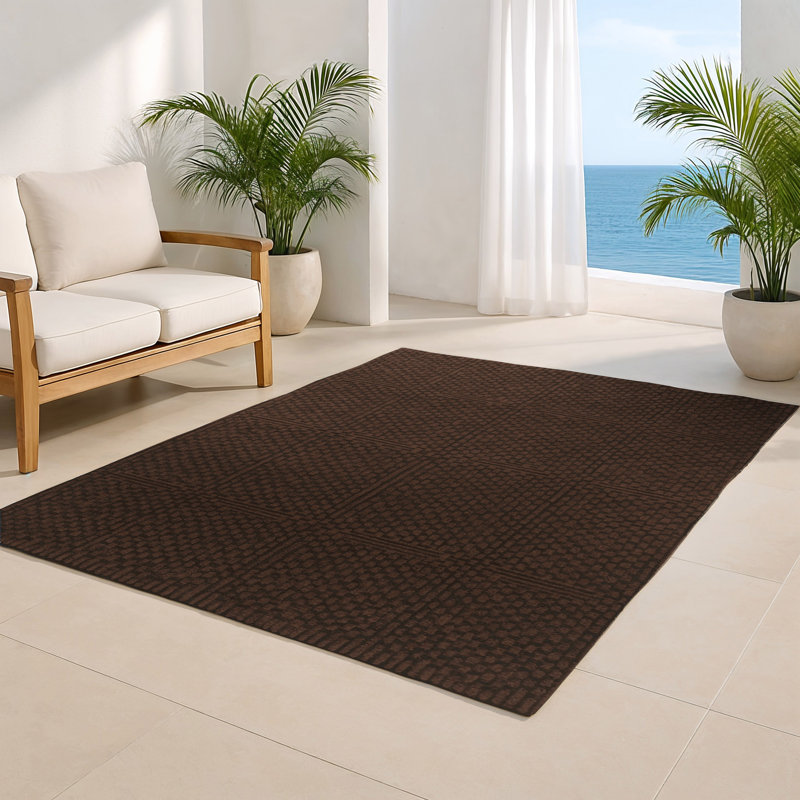 Tapis brun intérieur et extérieur Trellis, Rectangle 4pi x 6 pi