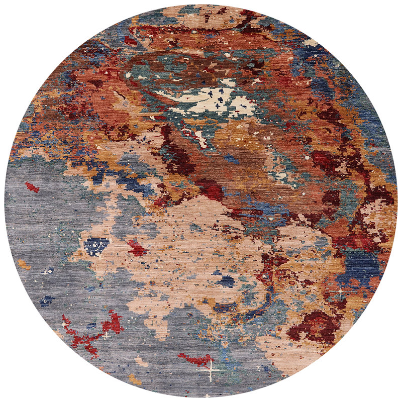 Tapis Oraneg / beige / gris, Rond 3 pi