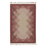 Vintage Scandinavian Rug, Swedish Flatweave With Red Geometry - Rug & Kilim