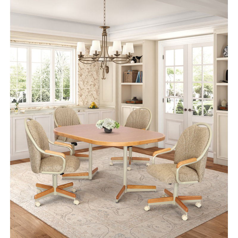 Ensemble de salle à manger extensible à 5 piédestaux 5 pièces, H 30 po x l 42 po x L 42/60 po, Moka