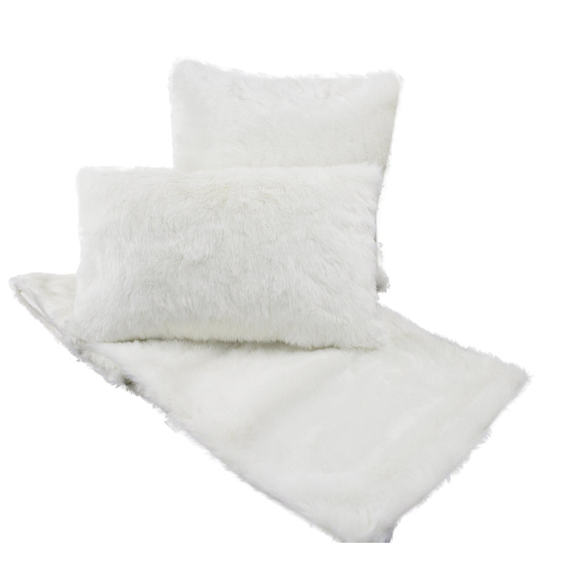  Coussin rectangulaire en fausse fourrure, Polyester / bourre de polyester