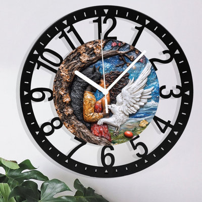 Metal Wall Clock for Living Room -10" Forest Path Lined With Silent Non Ticking,Battery Operated, Antique Clocks for Farmhouse,Bedroom,Kitchen - Arabic Numerals