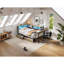 Lits modernes peu encombrants avec rangement, structure en bois aggloméré, solution de maison confortable