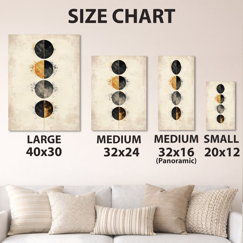 «Lunar Phases Abstract», art mural moderne sur métal lune, L 12 po x H 20 po