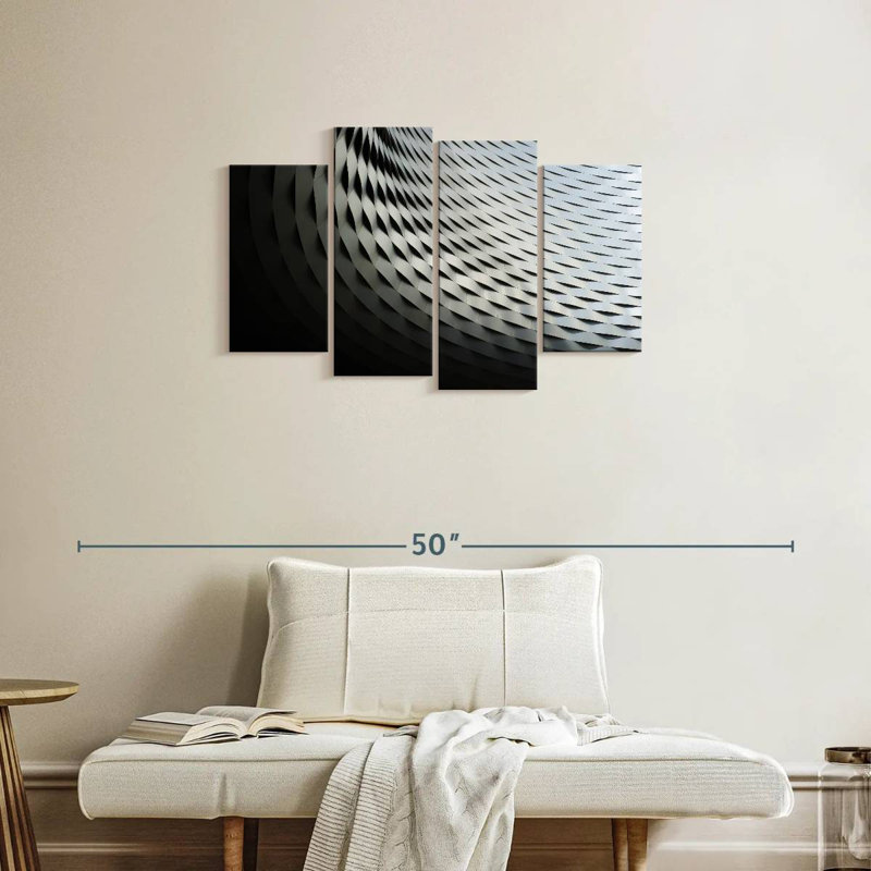 Lilie Abstract Silver Structure, 22" H x 36" W
