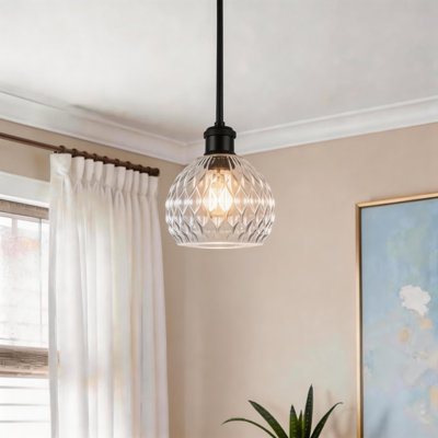 Luminaire suspendu simple avec abat-jour en verre