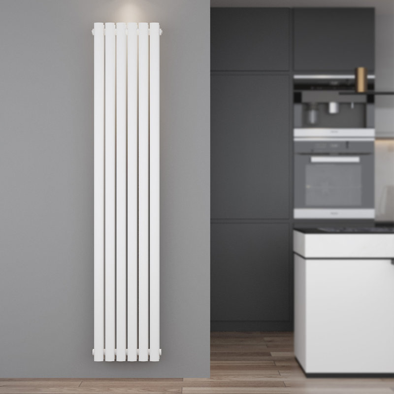Roxann Vertical Oval Panel Radiators, White, 180cm H x 35.4cm W x 10cm D