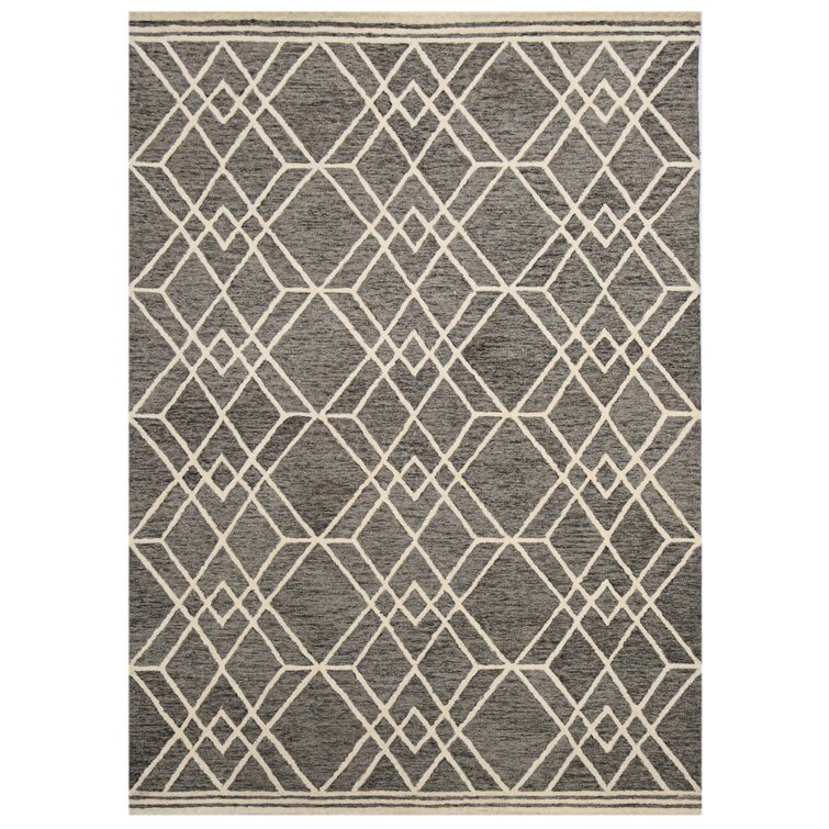 Amaanah Geometric Hand-Hooked Wool Area Rug, 2’x3’