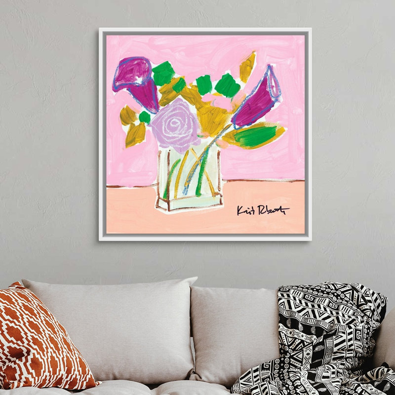 Reproduction d’art sur toile « delicate » par Kait Roberts, Cadre blanc, H 38 po x l 38 po x P 1,75 po