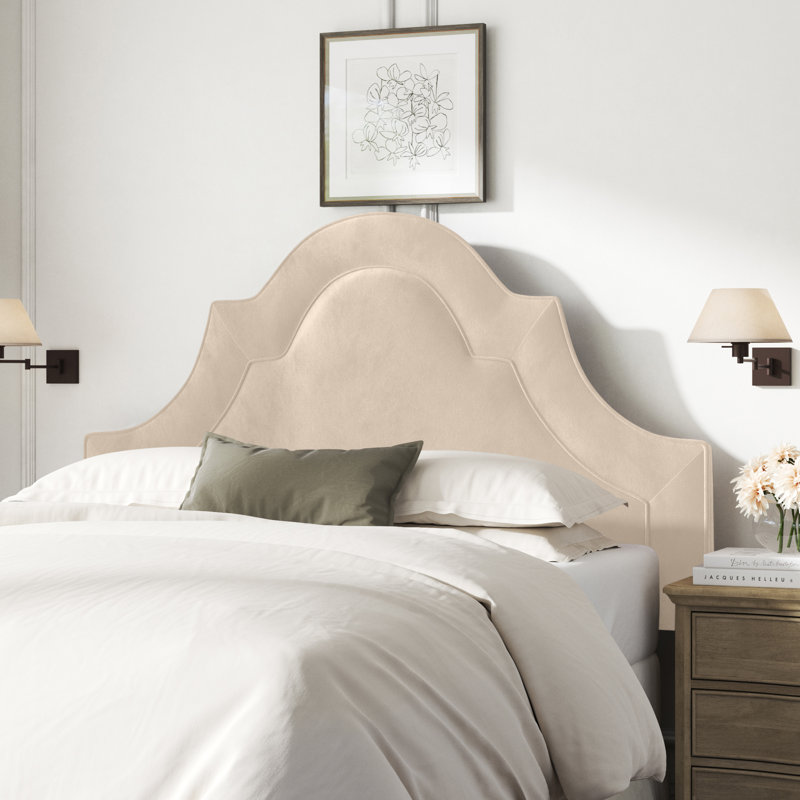 Tête de lit tapissier en velours Aurella, Simple, Velours performance gris clair Bella