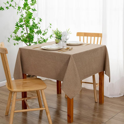 1 Piece Rectangle Faux Linen Tablecloth - Textured Waterproof Spill-Proof Wrinkle and Stain Resistant Table Cloth Decorative Fabric Farmhouse Table Cover for Kitchen Dining