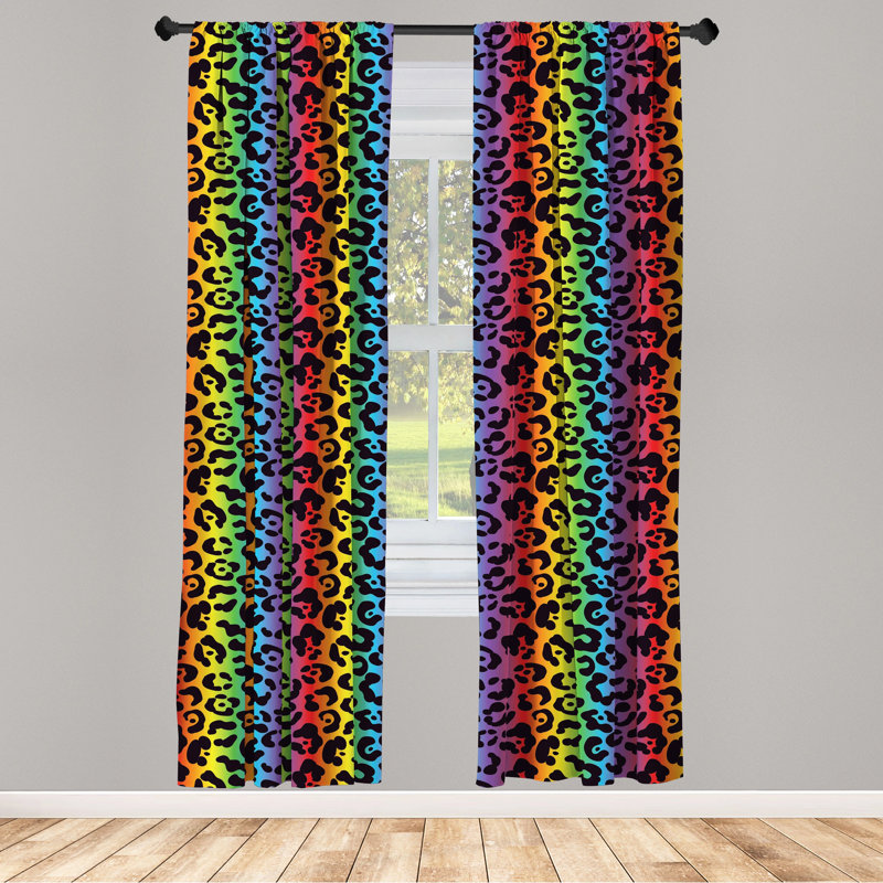 Leopard Print Semi-Sheer Rod Pocket Curtain Panels, 28" x 63"