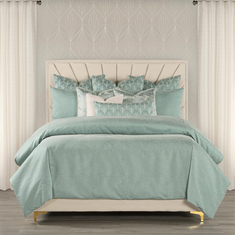 Ensemble de housse de couette et insert Besprinkled Pearl, Housse de couette et insert pour grand lit, Bleu et vert