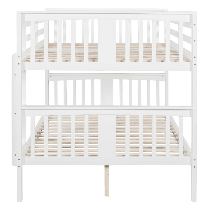 Lit double superposé au-dessus d'un lit double avec échelle pour meubles de chambre à coucher et d'amis, Blanc
