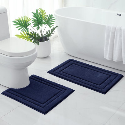 Bathroom Rugs Sets 2 Piece, Super Soft And Absorbent Non Slip Microfiber U-Shaped Toilet Bath Mat Set (20"X32"+U20 X24)