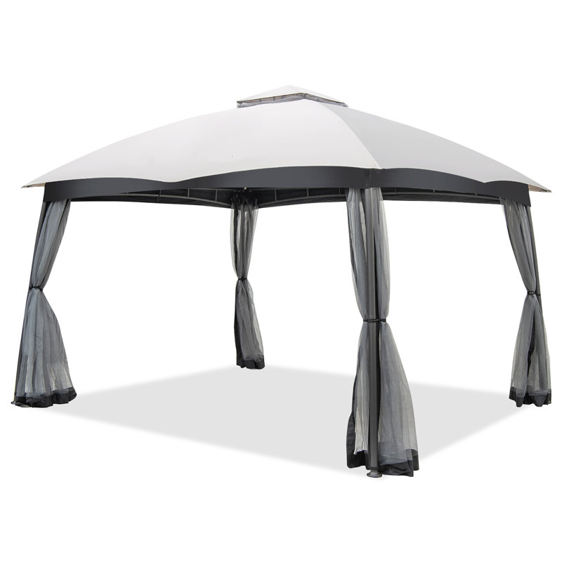 Costway 10x12 Ft 2-tier Patio Gazebo Canopy Netting Heavy-duty Metal Easy-setup Outdoor