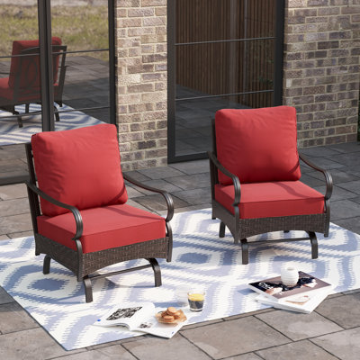 Rocking Patio Lounge Chairs With Cushions (set Of 2)
