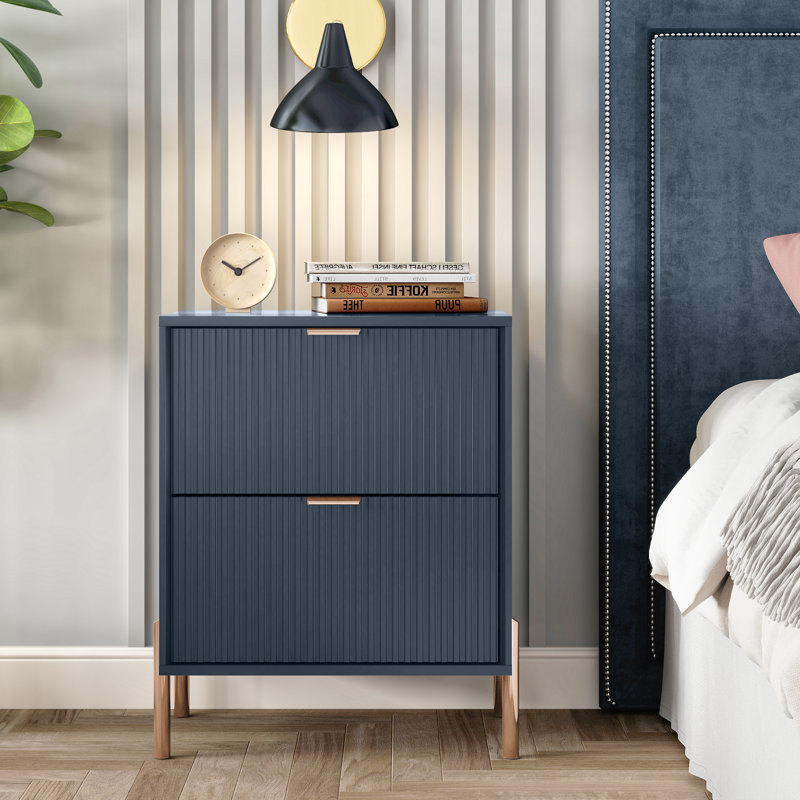 Cainsville 21.5'' W Nightstand, Rose Gold/Navy