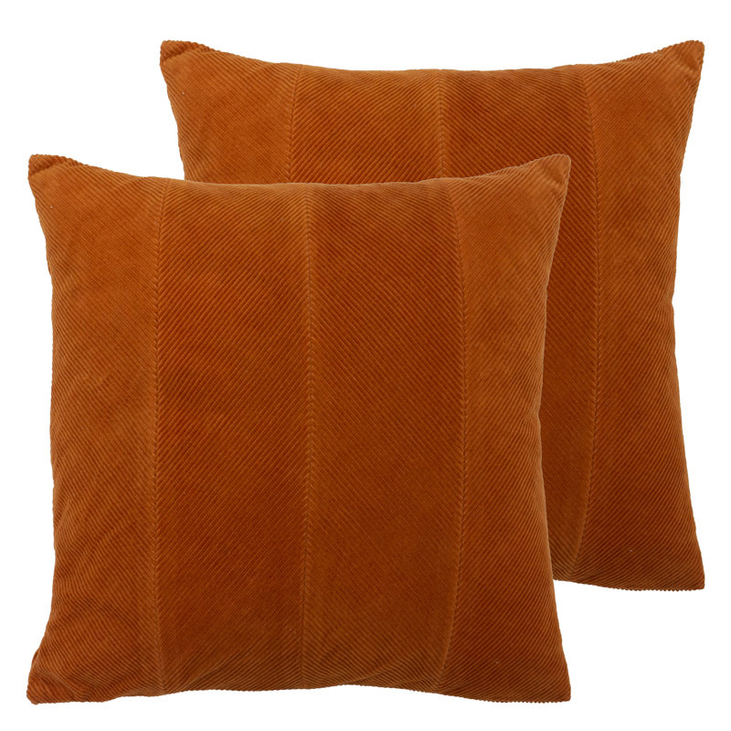 Jagger Geometric Square Throw Cushion, Feathers, Terracotta