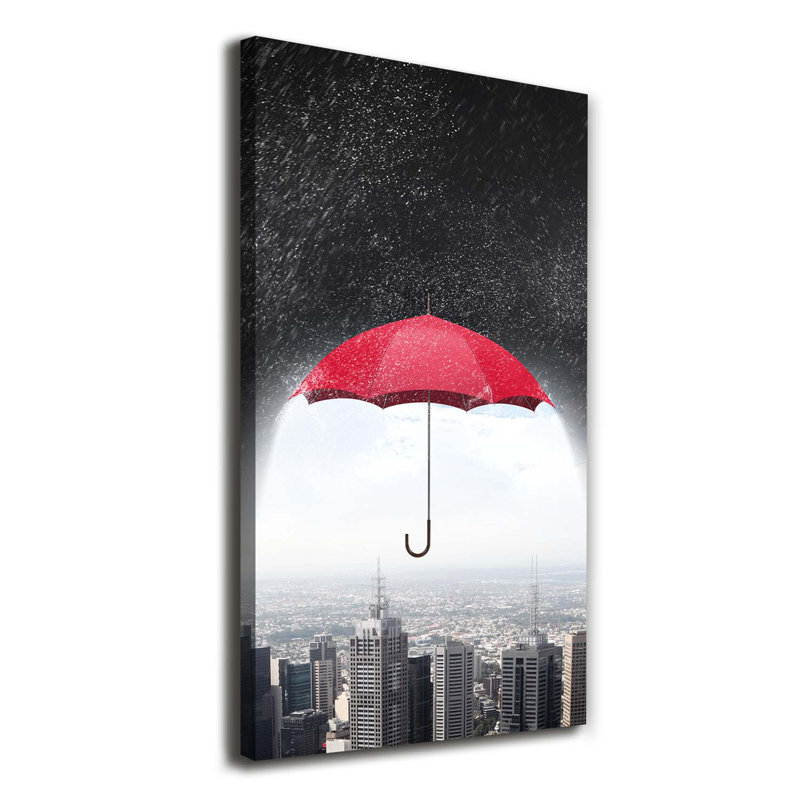 Umbrella Over The City - Wrapped Canvas Print