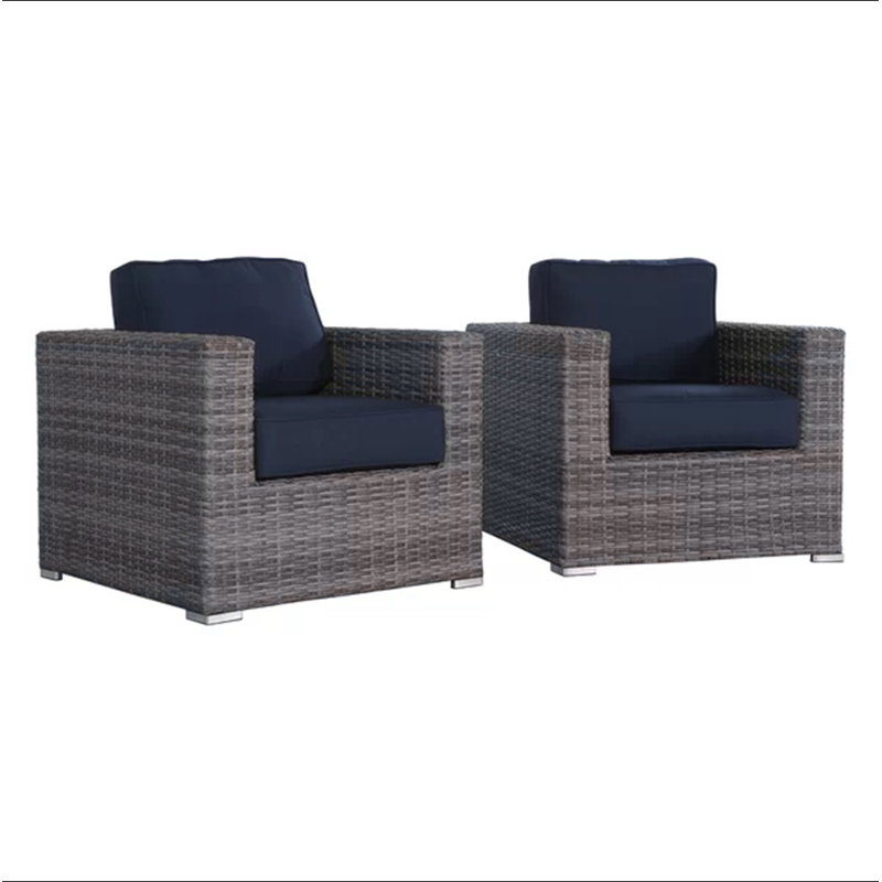 Fauteuil club en osier Sunbrella