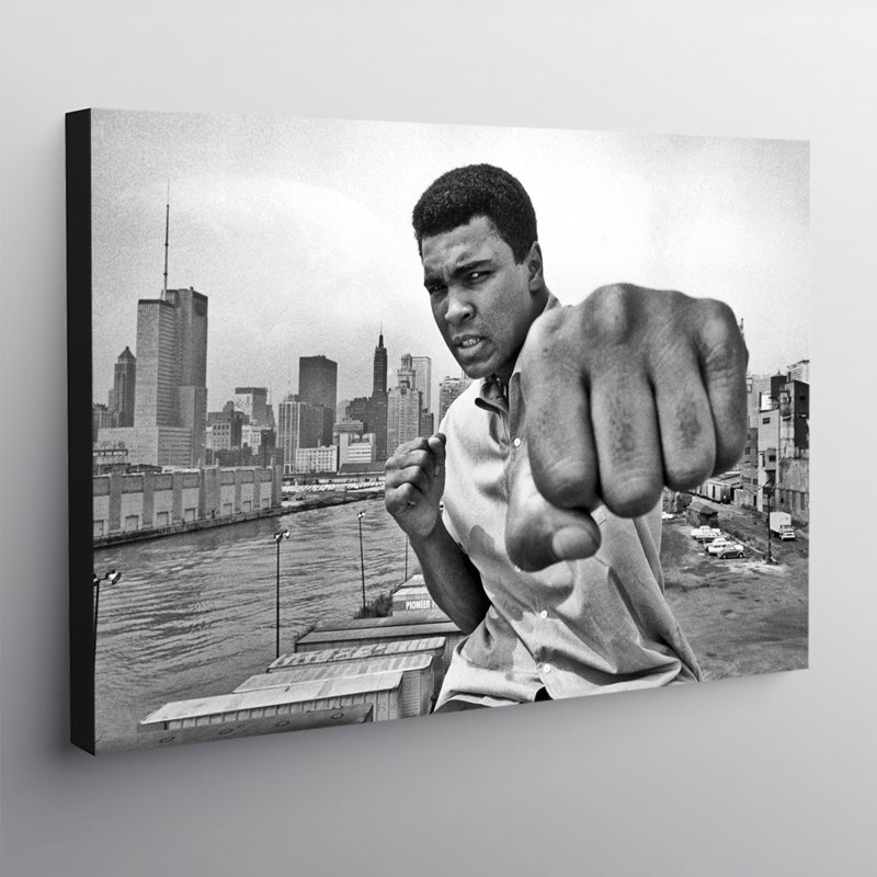 Muhammad Ali Throwing Punch - Wrapped Canvas Print, 41cm H x 61cm W x 4cm D