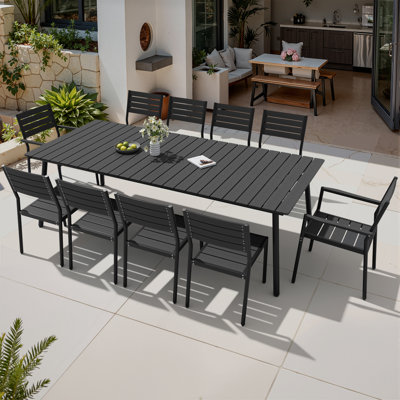 10 - Person Aluminum Outdoor Dining Set with Stackable Chairs