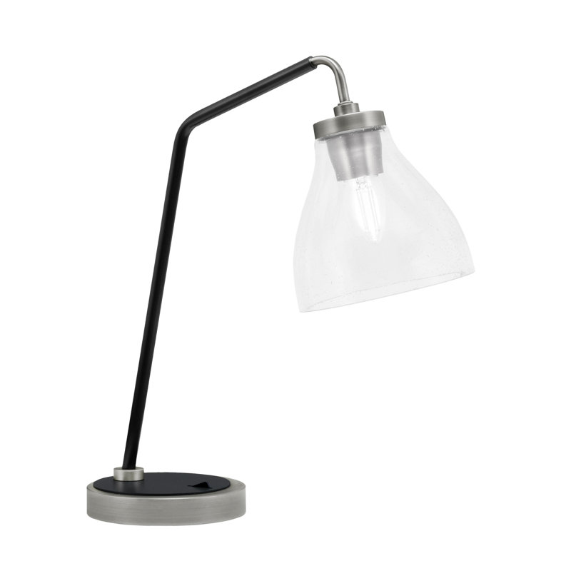 Arrowsic Desk Lamp Shown With 6.25" Bubble Glass, Graphite/Matte Black, Clear