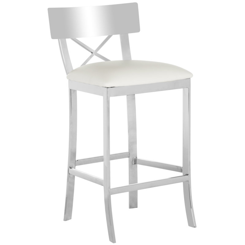 Tabouret de bar et de comptoir Bhavesh, Blanc, Tabouret de comptoir (assise de 26 po de hauteur)