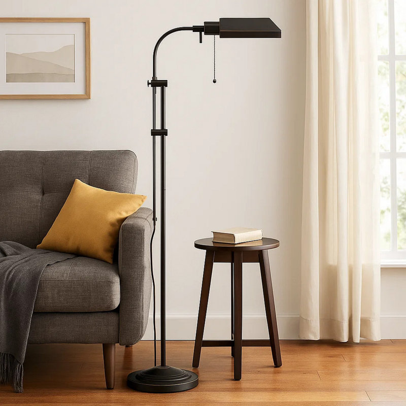 Trishawna 46'' Arched Floor Lamp, Black, Black