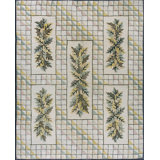 Ivory Antique American Folk Art Holly Pattern Hooked Rug