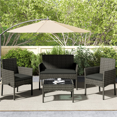 Colour Outdoor All Weather Wicker 4 - Person Seating Group with Cushions