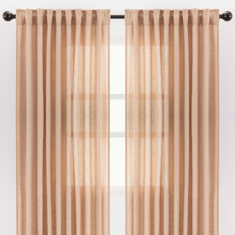 Paire de rideaux semi-transparents avec passe-tringle Moller, l 52 po x L 63 po, Beige