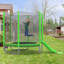 Trampoline 7 pi pour enfants avec filet de sécurité, glissade et échelle, assemblage facile, trampoline récréatif d'extérieur régulier hexagonal-122910228-122910230