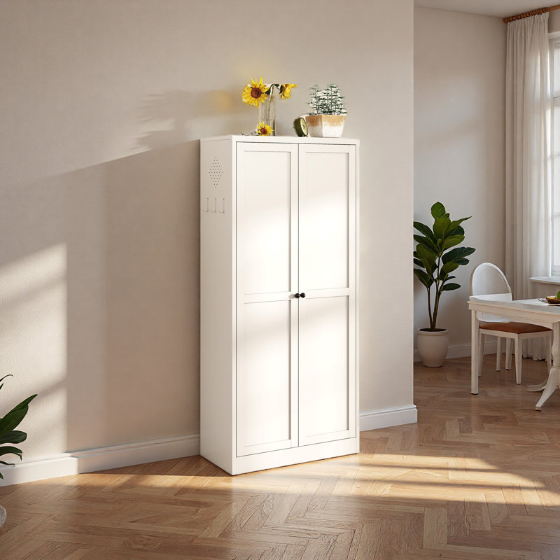 Rangement réglable pour garde-manger de 61 po en métal blanc de 61 po avec 4 tablettes (capacité de 110 lb), organisateur de garde-manger autoportant robuste pour la cuisine, le garde-manger et le salon