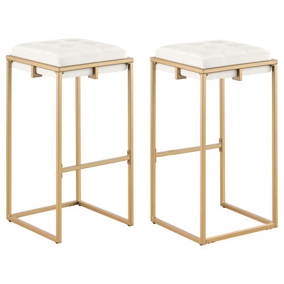 De 2 tabourets de bar carrés à coussin beige, doux et élégant pour les salles à manger classiques, tabourets de 16 pouces de large avec revêtement, esthétique moderne et équilibrée idéale, dimensions 30 x 16