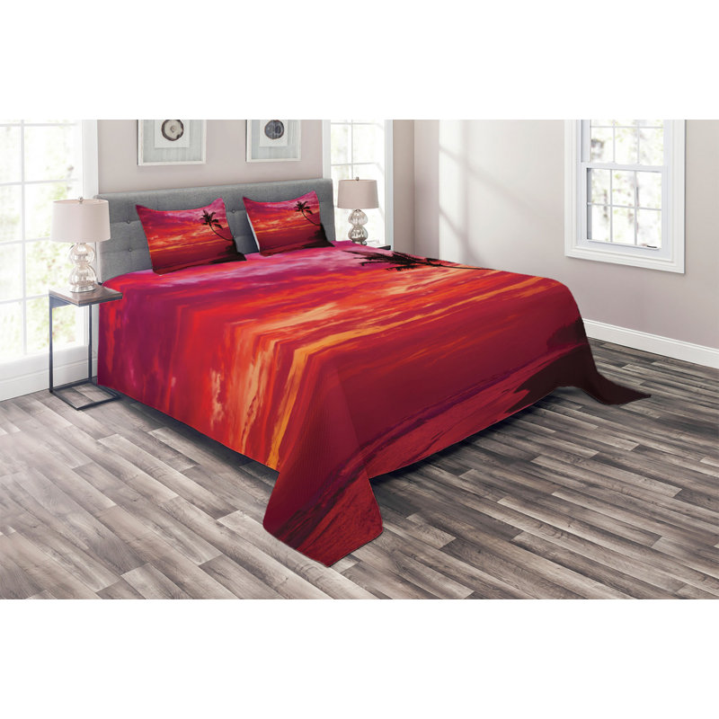Hypnotic Coastal Polyester Coverlet, King Bedspread + 2 Shams
